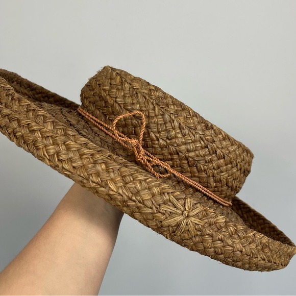Helen Kaminski Straw Raffia Sun Hat Australia Natural Bohemian Boho Summer Beach - Picture 5 of 15